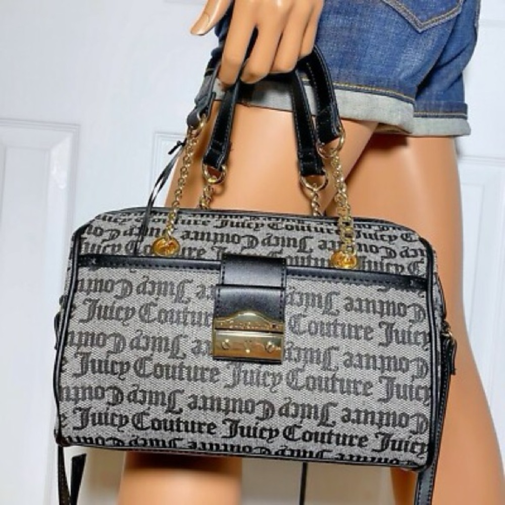 116 - Juicy Couture Purse Pop That Lock Black Gothic Crossbody Bag